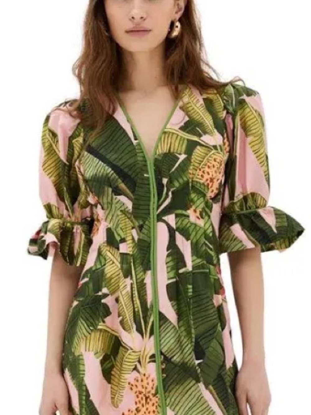 NWT Farm Rio pink banana leaves mini dress